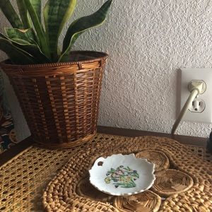 Vintage Porcelain Floral Hanging Trinket Plate/Dish Made in Japan